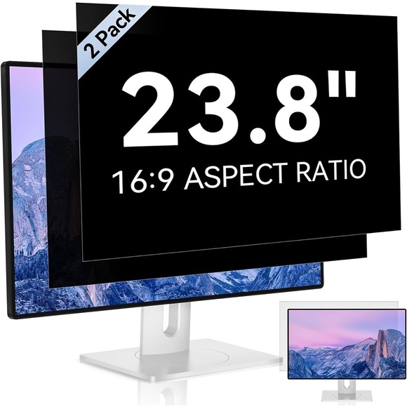 Other - 23.8"‎ Computer Privacy Filter 2-Pack Anti-Blue Light Anti-Glare Removable 16:9
